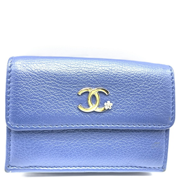 CHANEL Authentic Blue Leather Wallet